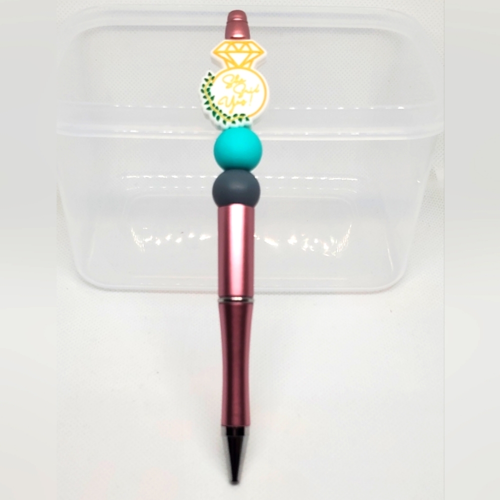 B2G1F She Said Yes, Ring Beaded Pen, NEW